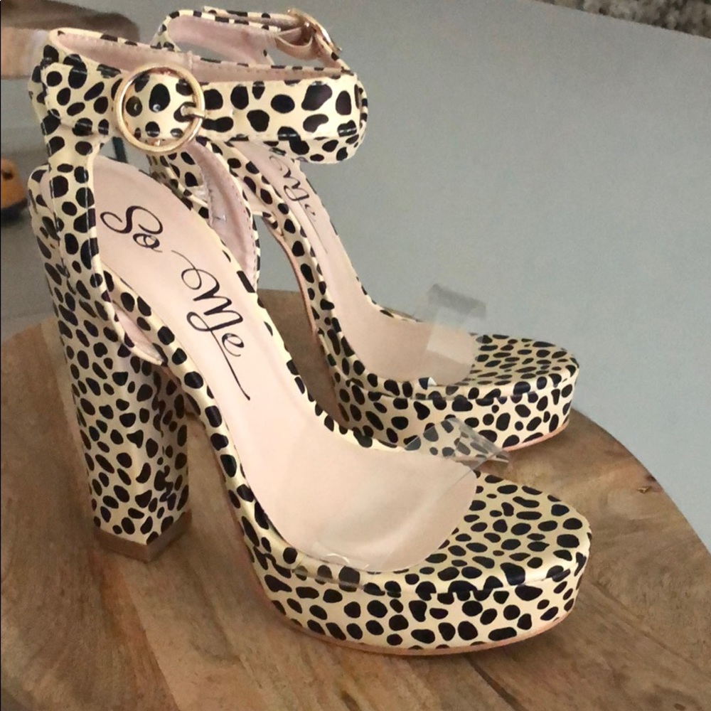 Miss Lola Leopard Print Platform Heels